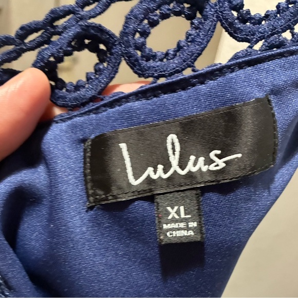 Lulu's Navy Blue Backless Halter Lace Sundress XL - Picture 13 of 15